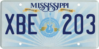 MS license plate XBE203