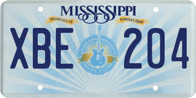 MS license plate XBE204