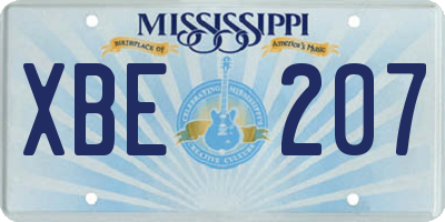 MS license plate XBE207