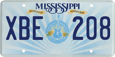 MS license plate XBE208