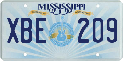 MS license plate XBE209
