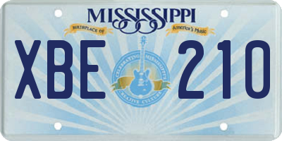 MS license plate XBE210