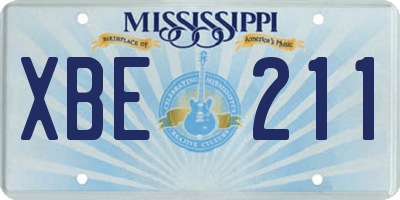 MS license plate XBE211