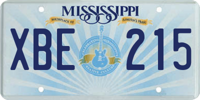 MS license plate XBE215