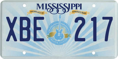 MS license plate XBE217