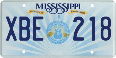 MS license plate XBE218