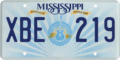 MS license plate XBE219