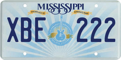 MS license plate XBE222