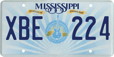 MS license plate XBE224