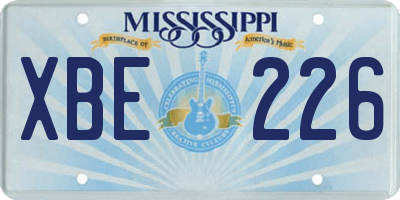 MS license plate XBE226