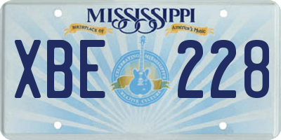 MS license plate XBE228