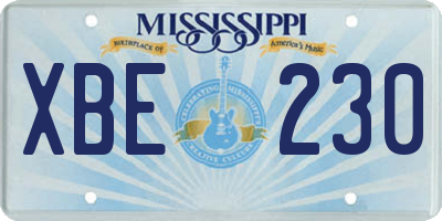 MS license plate XBE230