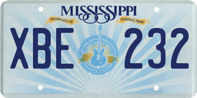 MS license plate XBE232