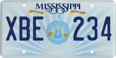 MS license plate XBE234