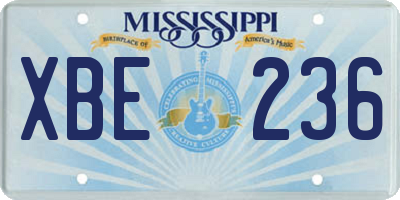MS license plate XBE236