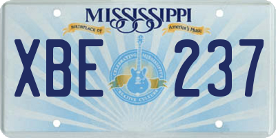 MS license plate XBE237