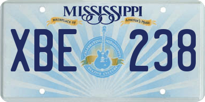 MS license plate XBE238