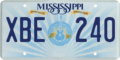 MS license plate XBE240