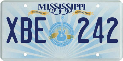 MS license plate XBE242