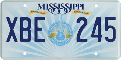 MS license plate XBE245