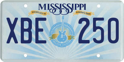 MS license plate XBE250
