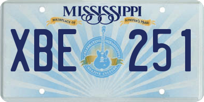 MS license plate XBE251