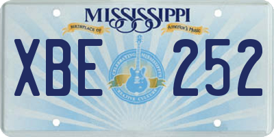 MS license plate XBE252