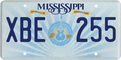 MS license plate XBE255