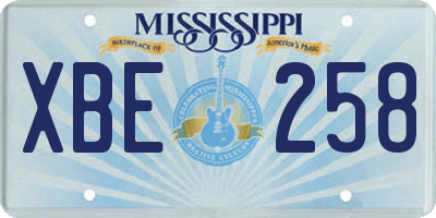 MS license plate XBE258