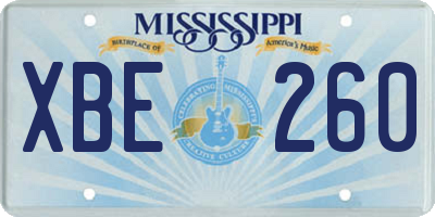 MS license plate XBE260