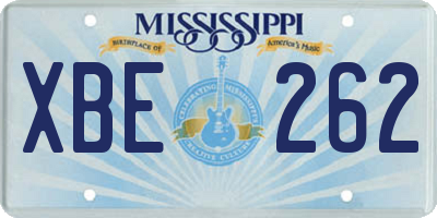 MS license plate XBE262