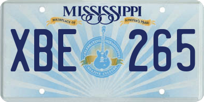 MS license plate XBE265
