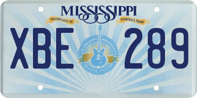 MS license plate XBE289