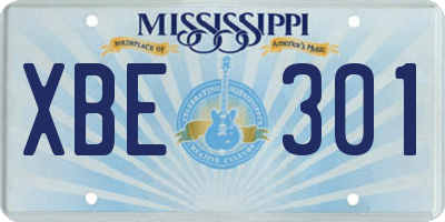 MS license plate XBE301