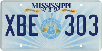 MS license plate XBE303
