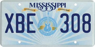 MS license plate XBE308