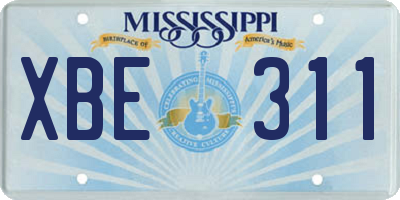 MS license plate XBE311