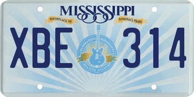 MS license plate XBE314
