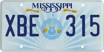 MS license plate XBE315