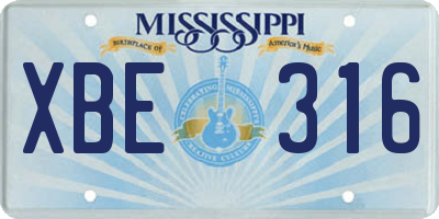 MS license plate XBE316