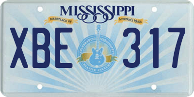 MS license plate XBE317