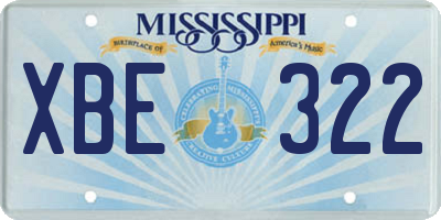 MS license plate XBE322