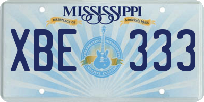 MS license plate XBE333