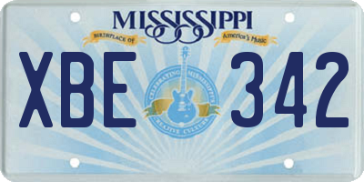 MS license plate XBE342