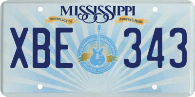 MS license plate XBE343