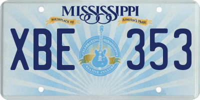 MS license plate XBE353