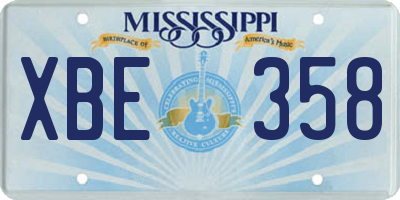 MS license plate XBE358