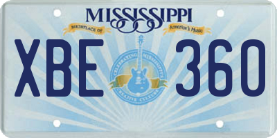 MS license plate XBE360