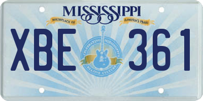 MS license plate XBE361