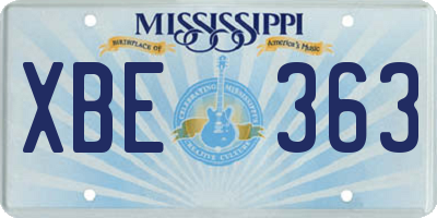 MS license plate XBE363